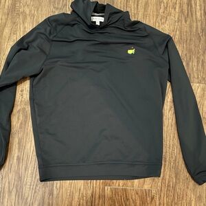 Masters Peter Millar Black Hooded Long-Sleeve Shirt with Masters Logo